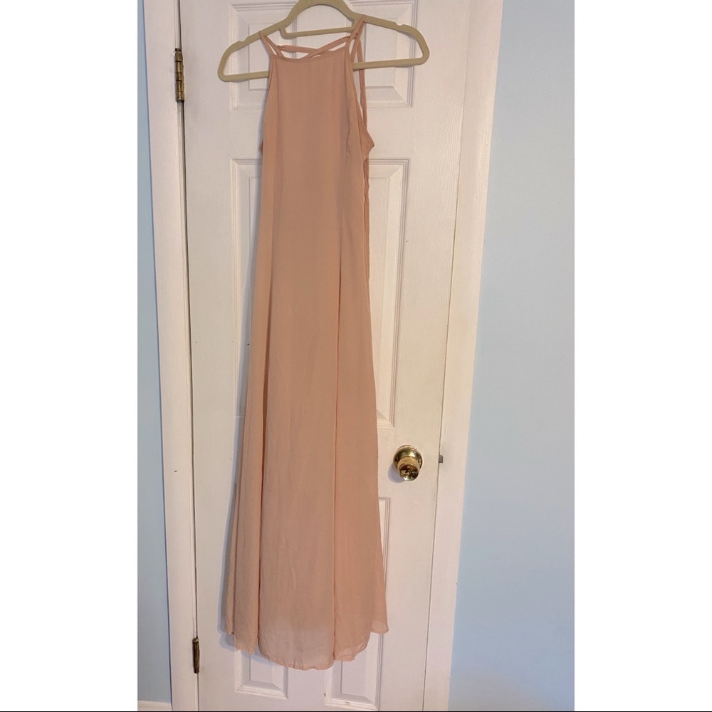 Pale Pink Maxi Dress with Stringy Back | Size S